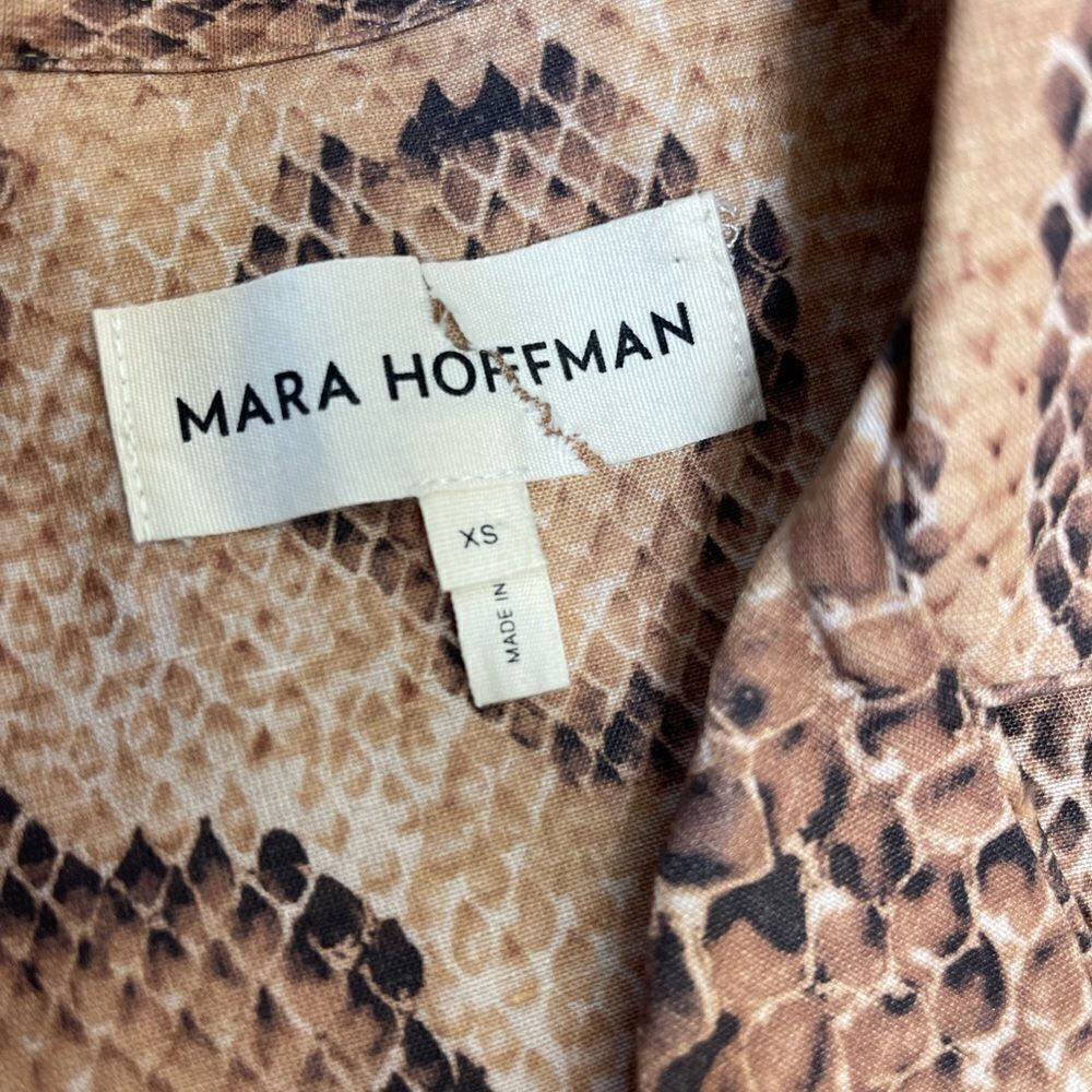 Mara Hoffman Iris Linen Snake Print Button Down Oversized Blouse - Picture 4 of 6